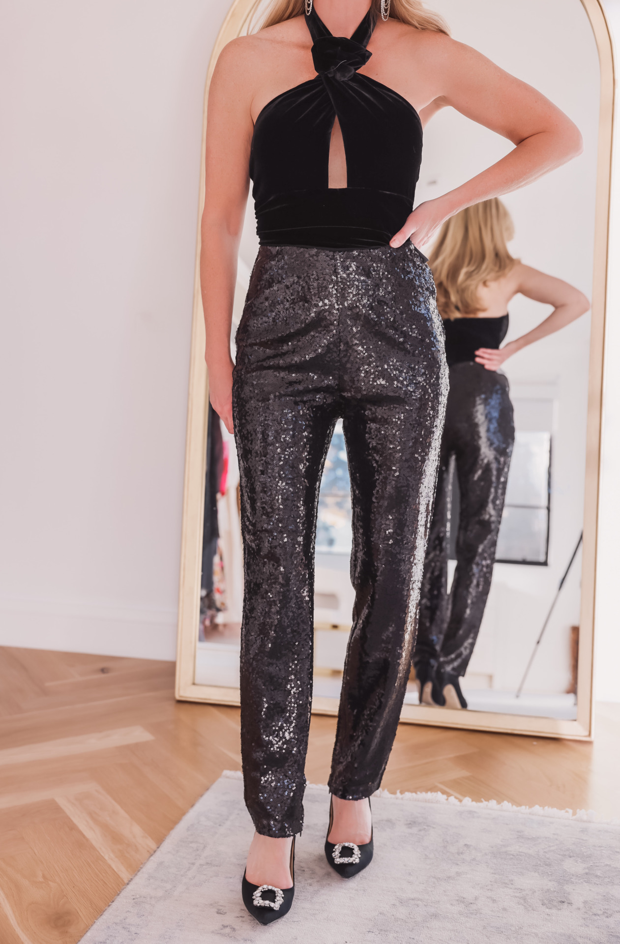 Sequin Pants holiday outfit