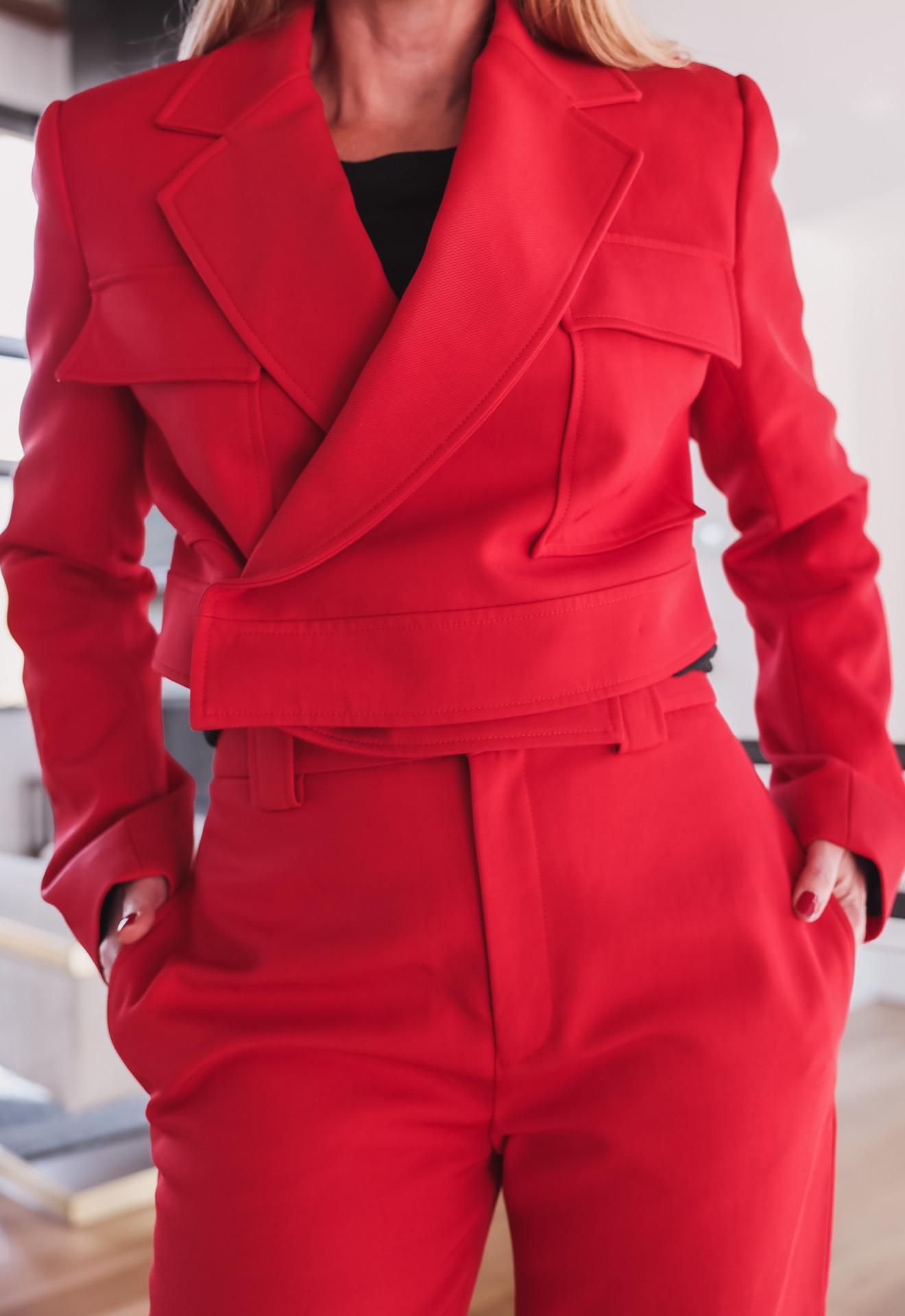 red alc asymmetric jacket