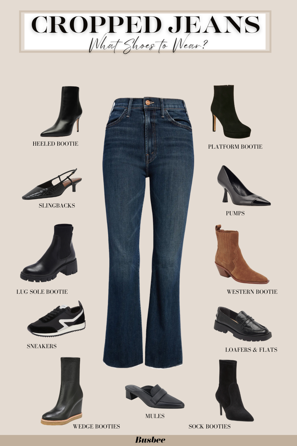 What shoes and boots to wear with cropped jeans