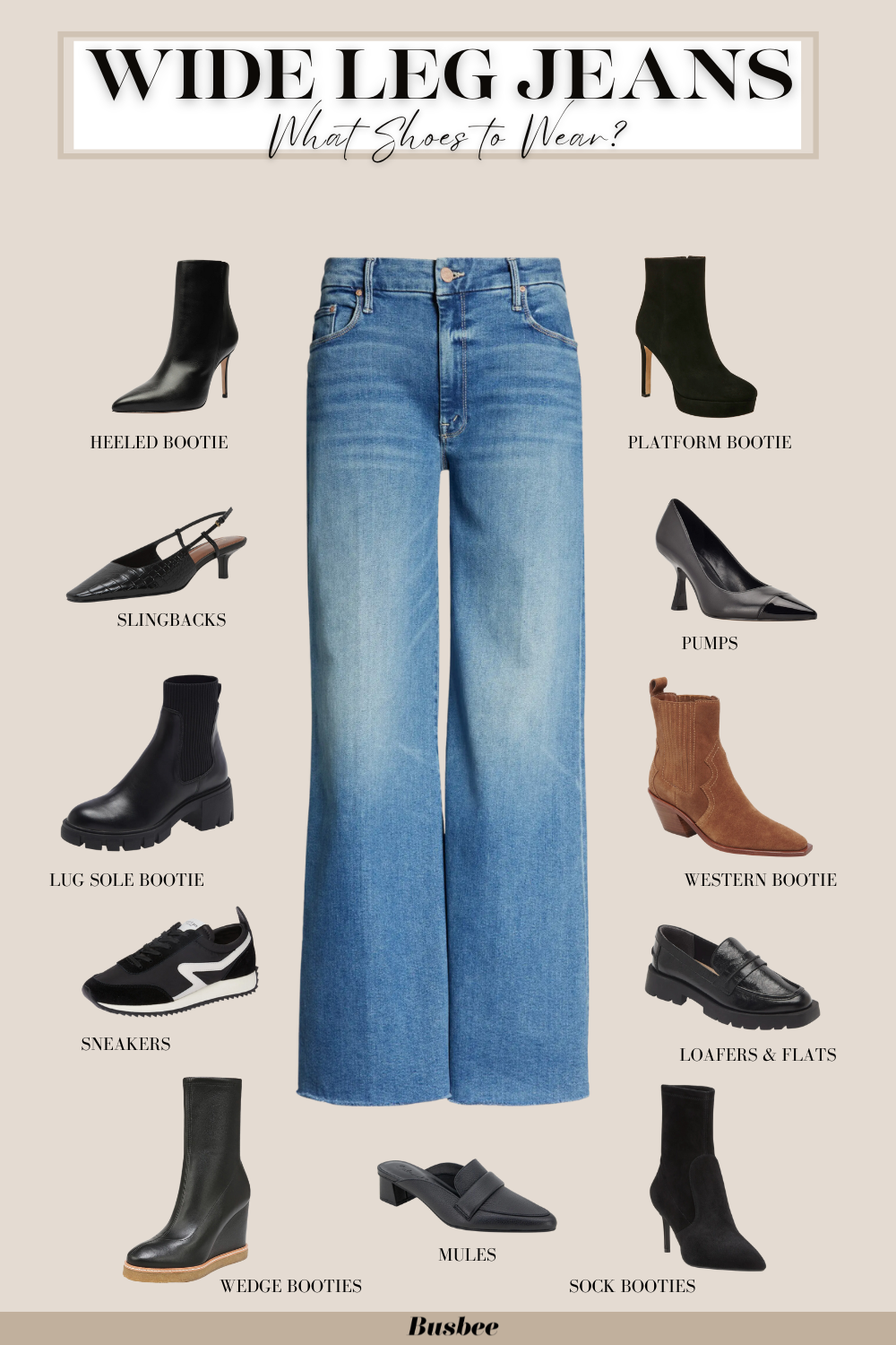 what shoes and boots to wear with wide leg or baggy jeans