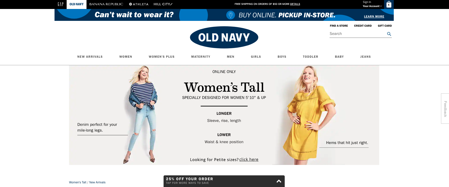 old navy clothing for tall women 
